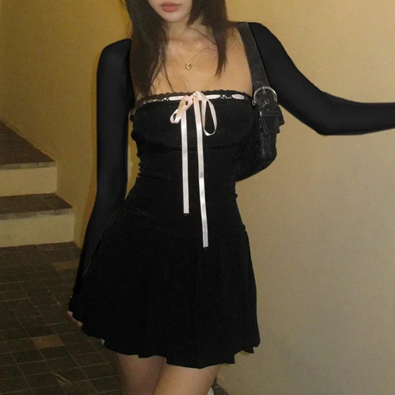 Vestido con ribete de encaje