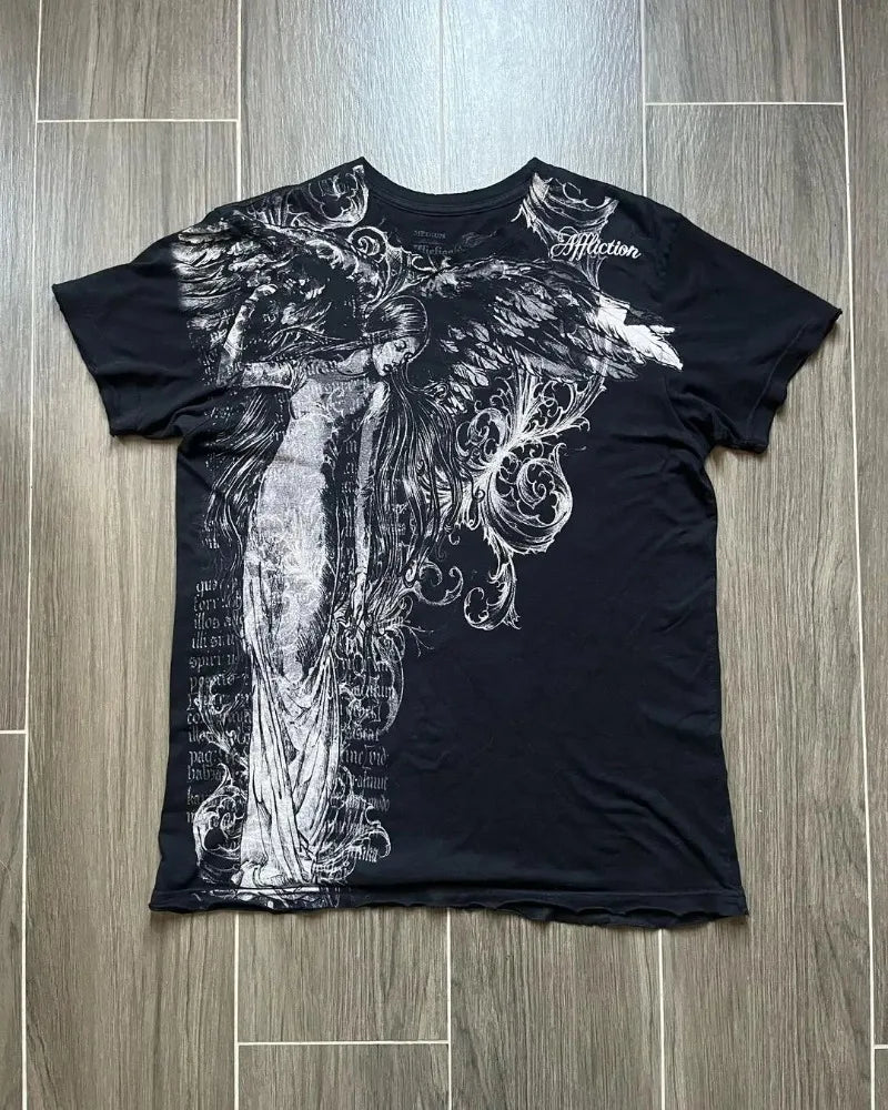 Camiseta vintage con estampado de ángel