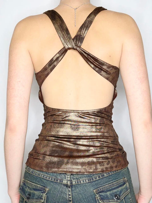 Rückenfreies Top mit Gepardenmuster