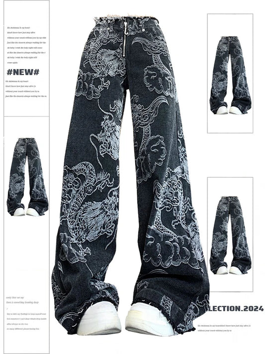 Jeans mit Drachen-Print