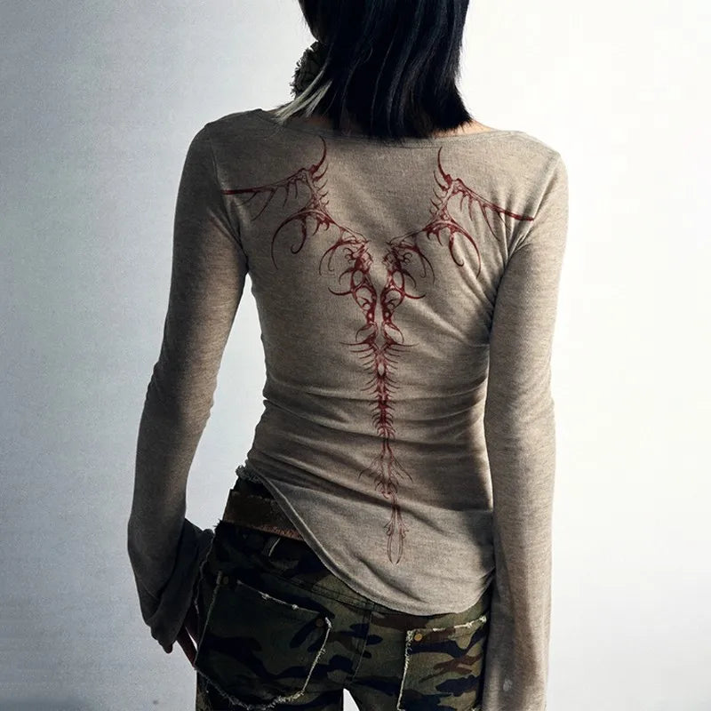 Langarmshirt mit Grunge-Print