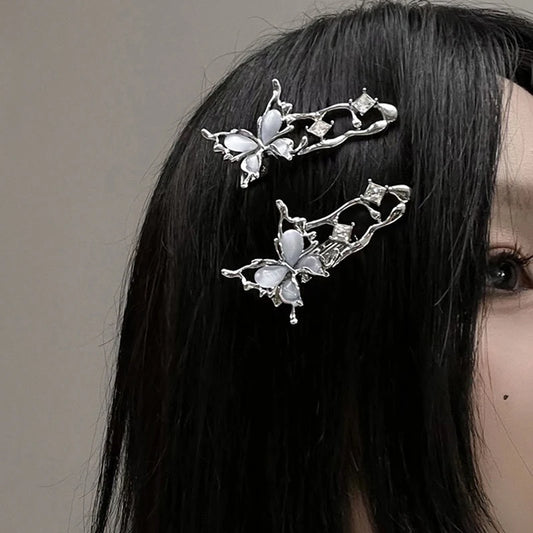 Chrome Butterfly Hair Clips