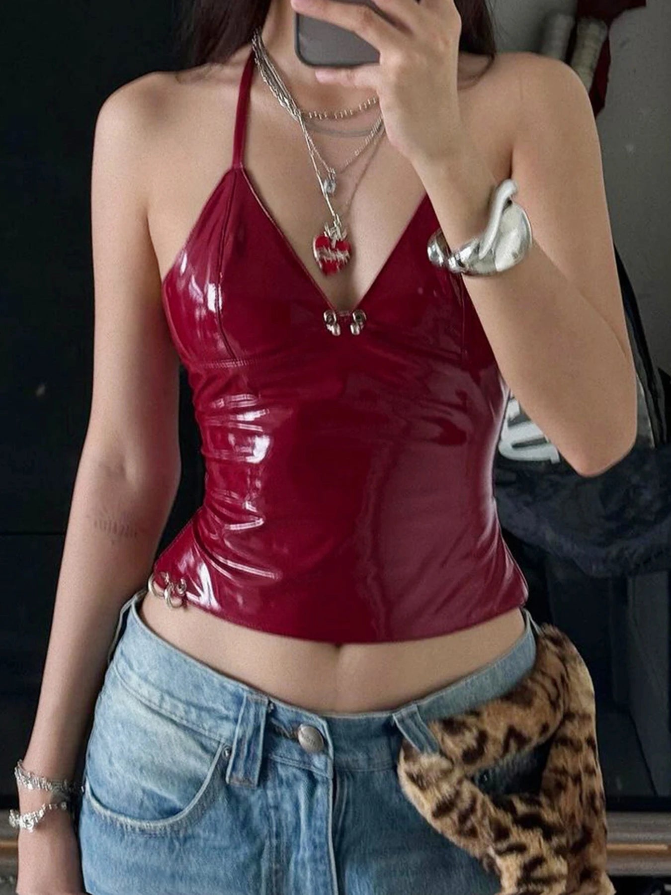 Leather Optic Crop Top
