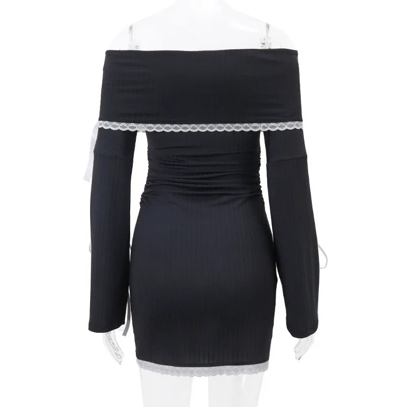Vestido mini con lazo y manga larga
