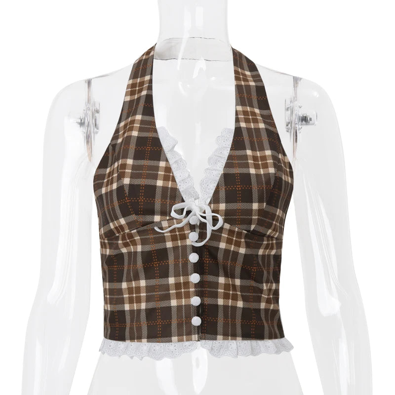 French Style Retro Halter Top