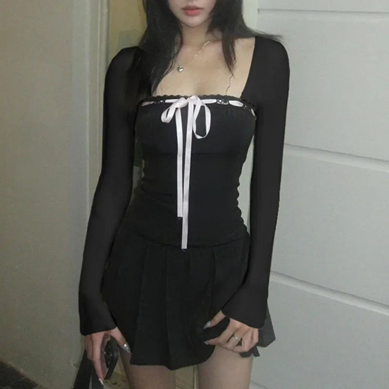 Vestido con ribete de encaje