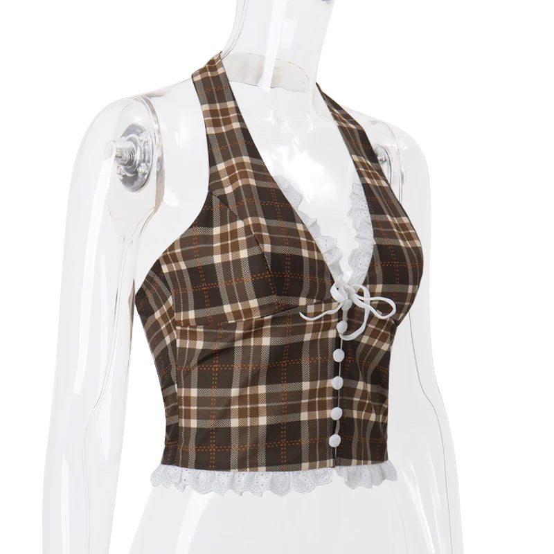 French Style Retro Halter Top