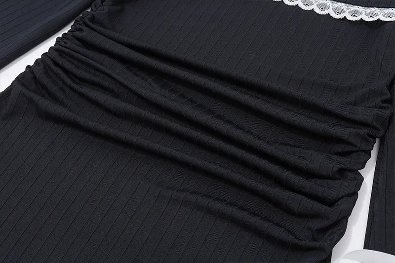 Vestido mini con lazo y manga larga