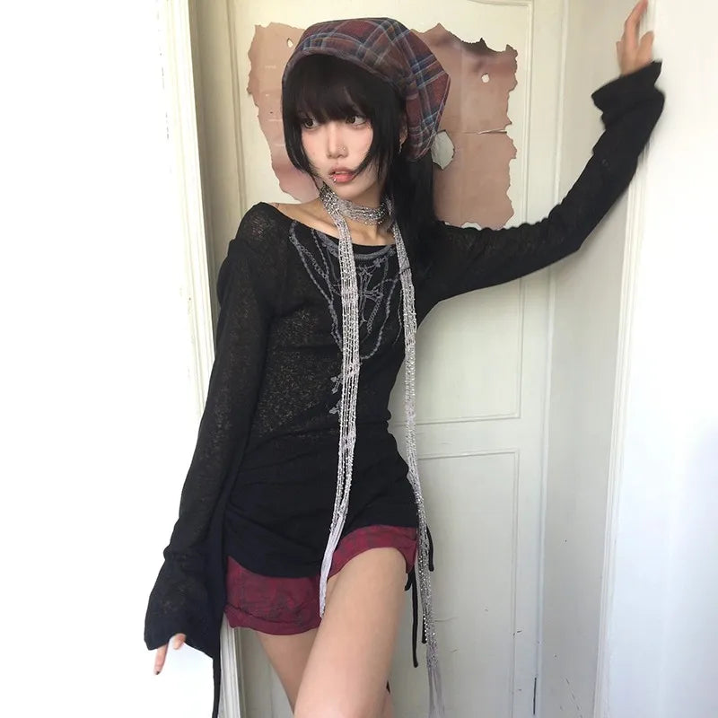 Y2k Cropped Knitted Top