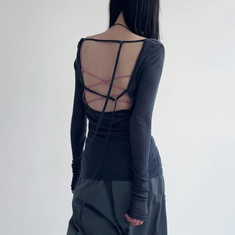 Cuello halter y manga larga