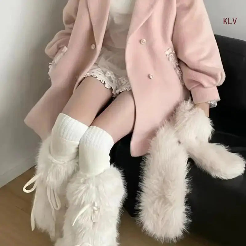 Fur Bow Legwarmers