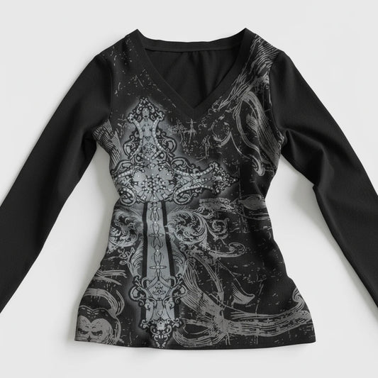 Langarmshirt mit Kreuzdruck