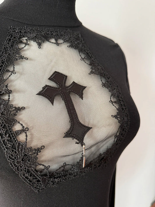 Rollkragen Goth Cross Longsleeve