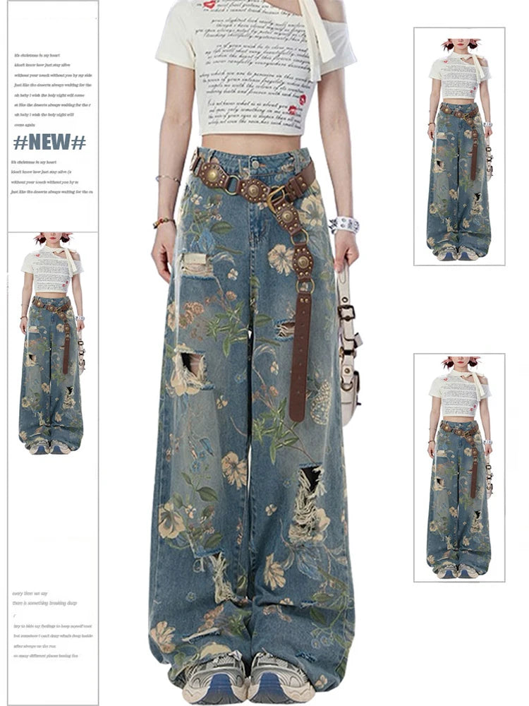 Ripped Flower Jeans