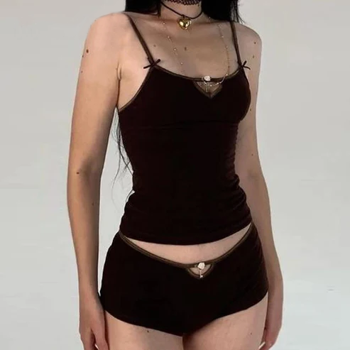 2 Piece Coquette Crop Top + Shorts