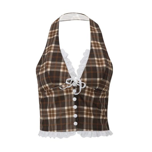 French Style Retro Halter Top