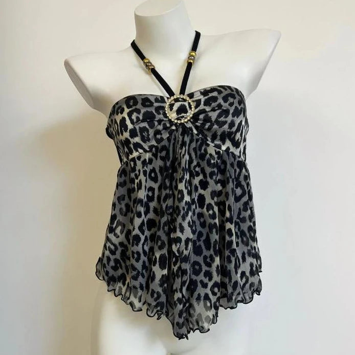 Leo Print Halter Top