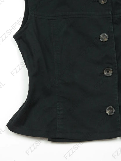 Sleeveless Button Up