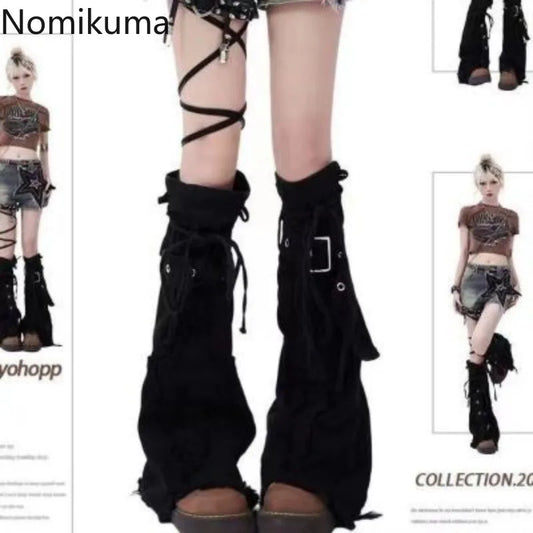 Denim Cross Patchwork Legwarmers